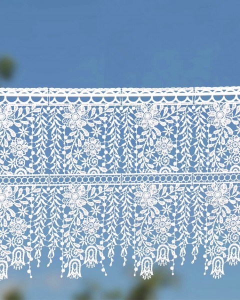Plauener Spitze Scheibengardine Blumen