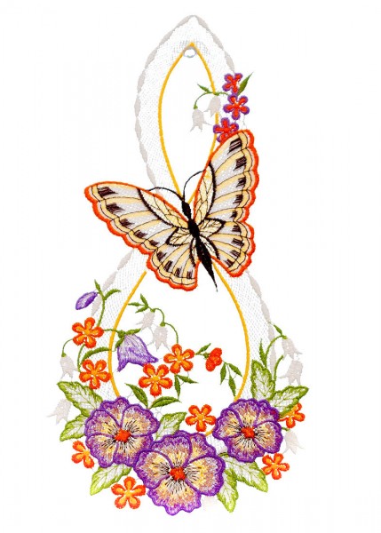 Fensterbild Schmetterling mit Blumen