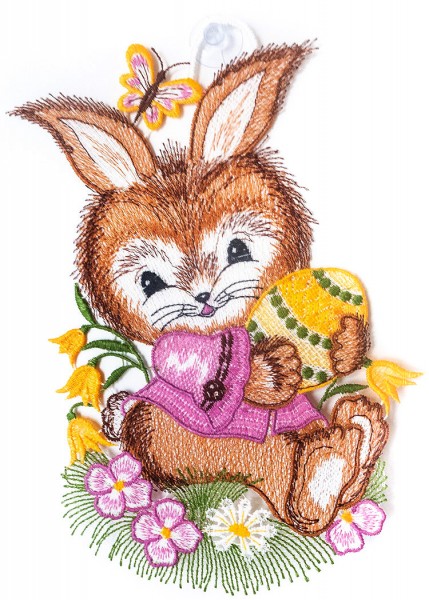 Fensterbild Osterhase mit Ei