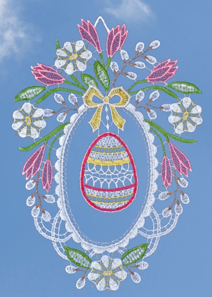 Fensterbild Ostern Osterei mit Blumen
