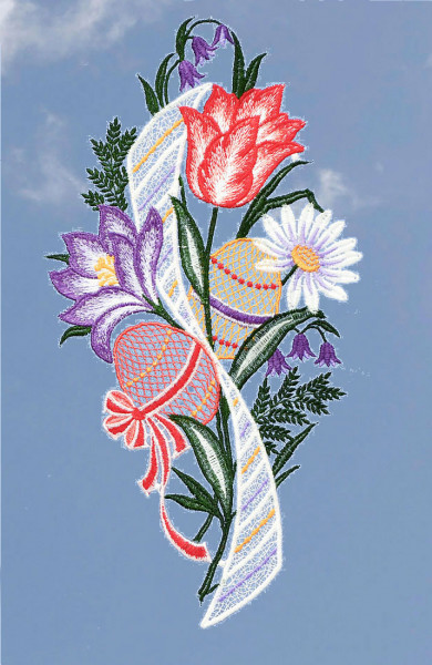 Fensterbild Ostern Osterei Blumen