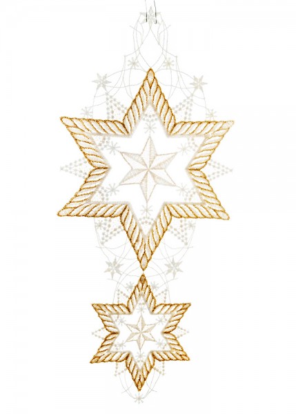 Fensterbild Weihnachten zwei Sterne untereinander gold/weiß