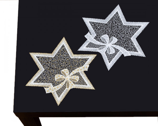 Deckchen Weihnachten Stern mit Schleife aus purer Spitze