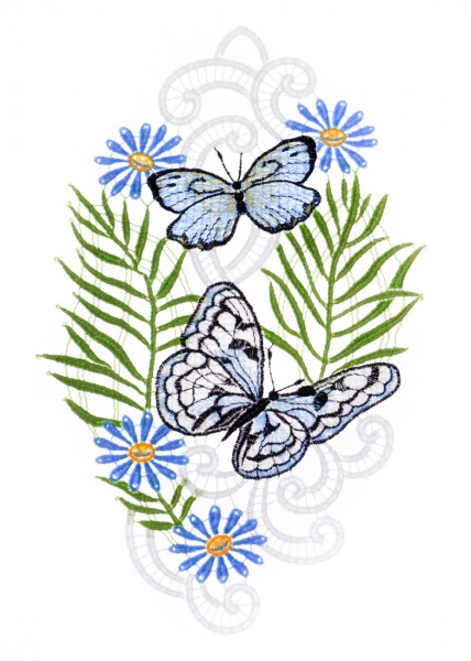 Fensterbild zwei Schmetterlinge in blau