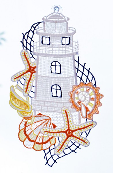 maritimes Fensterbild Leuchtturm