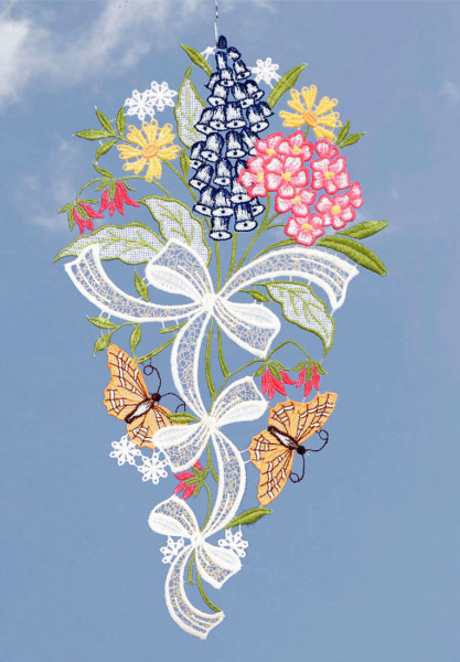 Fensterbild Blumenstrauss mit Schmetterling